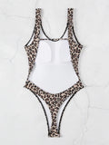 Sexy Leopard Print One-piece Backless Swimsuit for Women V-neck Monokini Bikni 2026 Summer Beach Vacation Slim Swimwear New