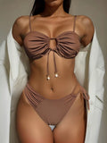 S - XL Asymmetric Wrinkled Hollow Out Bikini Women Swimwear Female Swimsuit Two-pieces Bikini Set Bather Bathing Suit Swim Lady