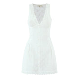 Foridol Plaid Printed Red Women's Dresses White Cotton V Neck Short Party Summer Dress New in Vintage Beach Mini Dress
