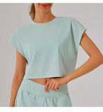 New Yoga Short Sleeve Women Running Fitness Shirt Summer Quick Drying Sleeveless Running Loose Fit Sports T-shirt Workout Top