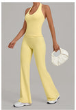 2PCS Yoga Suit Women Hanging Neck Slim Sports Tank Top Gym Tracksuit Outwear High Waist Leggings Workout Fitness Running Sets