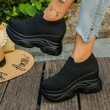 Breathable Mesh Chunky Platform Sneakers Women Plus Size 42 Thick Bottom Sport Shoes Woman Black White Knitting Walking Shoes