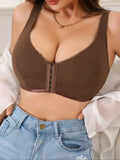 Summer Wireless Women's Bra Solid Unlined Underwear Front-Clasp Push up Bra Comfort Unpadded Bras