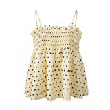 Women Summer Camisole Tops Dots Print Spaghetti Strap Bow Babydoll Vest for Party Club Daily Tank Tops