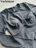 2026 Long Sleeve With Zipper Solid Women Swimwear One Piece Swimsuit Female Padded High Leg Cut Bather Bathing Suit Swim V7752
