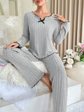 Autumn Winter Warm Flannel Pajamas Set Women Sleepwear Long Sleeve T-shirt Top and Trousers Casual Homewear Loungewear