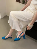 Summer Closed Toe Sandals Buckle Strap Summer Heels Mary Jane Thick Heels French Shallow Lolita Sandals OL Dress Shoes New 2026