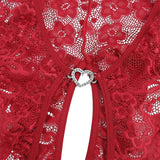 Women Sexy Lace Teddy Lingerie Deep V Mesh Sheer Bodysuit Backless Crotchless One Piece Babydoll Nightwear