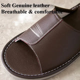 Big Size EU48 Indoor Slippers For Women Men Spring Summer House Shoes Soft Leather Anti-slip Open Toe Couples Home Floor Slides