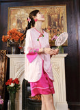 New Chinese style pajamas with breast pads, simulated silk, ice silk home wear, satin jacquard pajamas set