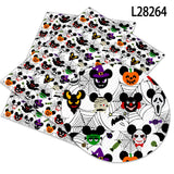 Halloween Disney Mickey Cartoon Print Artificial leather DIY Earring Hair Bow Bag Crafts  faux Leather  22X30CM litchi