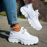 Orange Breathable Knitted Sneakers Women Comfort Slip On Mesh Sport Shoes Woman Plus Size 43 Thick Bottom Vulcanized Shoes Mujer