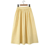 Summer Women White Cotton Dress Set 2025 Top+skirt 2 Pcs Outfit Ruffles Button Slim Top A-line Maxi Skirt Beach Casual Dress