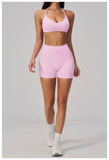 2 Pieces Seamless Yoga Sets Women Solid Color Sports Bra Tight Fitting Peach Buttocks Shorts Fitness Suit Gym Running Tracksuit