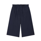 Women's Layered Decorative Waist Casual Shorts Navy Blue Waist Drawstring Wide Leg Knee Shorts Casual Culottes For Women TSP2