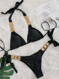 Halter Scrunch Butt Rhintstone Diamond Bikini Women Swimsuit Female Swimwear Two Pieces Bikini Set Brazilian Bathing Suit Swim
