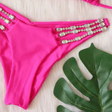 DEKA Women Diamond Bikini Set Brazilian Crystal Push Up String Bandage Swimwear Triangle Swimsuit Thong Biquini Beachwear