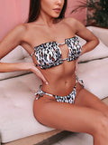 12 Colors Sexy Bikini Bandeau Women Pleated Hollow Swimsuit Swimwear Female Mini Thong Bikinis Set Bathing Suit Bikini Brasileno
