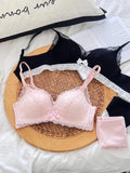 Japanese Anime Lace Bra Set Push Up Wireless Bralette Small Bust Seamless Sexy Triangle Cup Lingerie Set Spring Summer MOYISU