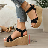 2026 Summer Chunky Platform Sandals Women Plus Size 43 Wedge High Heeled Sandals Woman Ankle Strap Thick Bottom Sandalias Mujer