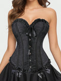 Sexy Pure Desire Casaul Style Waist Cincher Fishbone Corset Bust Support Shaping Top Front Button Lace-Up Strapless Bra Q7JI