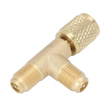 Quick Coupler Tee Adapter with Valve Core Brass 1/4in SAE Sturdy Structure for R22 R12 R134