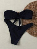 2026 Bandeau Bikinis Women Striped Padded Swimwear Female Sexy Swimsuit Solid Bathers Bathing Swimming Swim Suit Beachwear