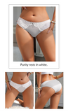 Blue Sexy Striped Lace Bow Sheer Mesh Panties for Women Push Up Cheeky Underwear Daily Lingerie Intimates Gift for Wife