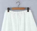 White Cotton Summer Skirt Women Embroidery A-line Long Skirt Spring Lace Up Beach Bobho Skirt Bottoms High Quality Faldas Mujer