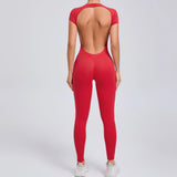 One-piece Yoga Padded Backless Suit Female Rompers Quick Dry Yoga Clothing Workout Bodysuits Scrunch Sports Jumpsuit Women