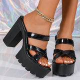 Street Cross Strap Pu Leather Slippers Women Fashion Slip On Thick Sole Sandals Woman Summer New Open Toe Wedding Slides Female