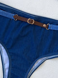 Women's Corset Cute Bikini Set Denim Casual Style Leisure Suit Comfortable Swimsuit For Girls Beach Holiday Beachwear