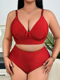 Plus Size French Lingerie Set, Breathable Seamless Wireless Full Bust Support Bra