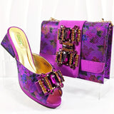 Doershow New Arrival Shoes and Bag Set African Sets 2024 green Nigerian Women Shoes and Matching Bags Set for wedding   HAA1-8