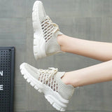 Spring Autumn Breathable Mesh Sneakers Woman Non-Slip Lightweight Solid Sports Shoes Women Casual Plus Size Lace Up Shoes Female