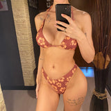 S - XL Sexy Floral Printed Brazilian Bikini Women Swimwear Female Swimsuit Two-pieces Bikini Set Bather Bathing Suit Swim V6475