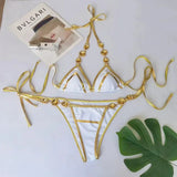 Halter Crystal Rhinestone Diamond Bikini 2025 Female Swimsuit Women Swimwear Two-pieces Bikini Set High Cut Bathing Suit Swim