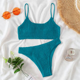 Sexy Wrinkled Butterfly Printed Bikini Female Swimsuit Women Swimwear Two-Pieces Bikini Set Bather Bathing Suit Swim Lady V713