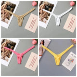 4PCS Thong Sexy Low Waist Mini Panties Deep V Thong Women's Breathable One Line Bikini Bottom Thong Female Panty Women Underwear