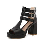 Summer New Style Fashion High-heeled Exposed Toes Women's Sandals Sexy Party Zipper Square Heel Women's Sandals Size 34-50