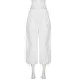 Summer women's elastic waist casual workwear low-rise mid-pants comfortable woven pants