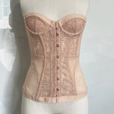 Spring Summer Sexy Hollow Out Waist Fishbone Strapless Shaping Top Slim Lace Corset Transparent Body Shaping Underwear G9N8