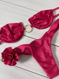 Sexy 3D Flower Bikini Swimsuit Brazilan Bikini Set Swimwear for Women High Leg Push Up Two Piece Bathing Suits Summer Female