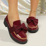 Plus Size 43 Bowknot Loafers Women 2026 Autumn Thick Sole Platform Oxfords Shoes Woman Comfortable Slip On Single Shoes Ladies