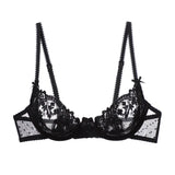 MOYISU Parisian Sheer Bralette Set - Ultra-Thin Wire-Free Bra No Padding Anti-Sag Lace Cutout Lingerie Sexy Vacation-Ready Tushy