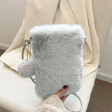 Fashionable Plush Shoulder Bag Large Capacity Soft Crossbody Bag Solid Color Travel Bag Women's Mini Crossbody Phone Bag