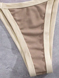 Splicing Ribbed High Cut Rings Bikini Women Swimsuit Female Swimwear Two-pieces Bikini Set Bather Bathing Suit Swim Beachwear