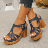Ankle Buckle Thick High Heels Sandals Women Summer Plus Size Platform Rome Sandals Woman 2026 Super High Heeled Sandalias Mujer