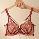 Women's French Pure Desire Lace Lingerie Set - Rabbit Ear Cup Thin Push Up Bra Minimizer for Large Bust