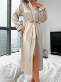 Long Nightgown Summer Thin Fashion Simple Home Wear Ladies Sexy Cardigan Bathrobe